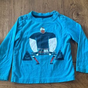 Tea Collection boys 3T Blue Kids Long Sleeve Shirt with Strongman Print